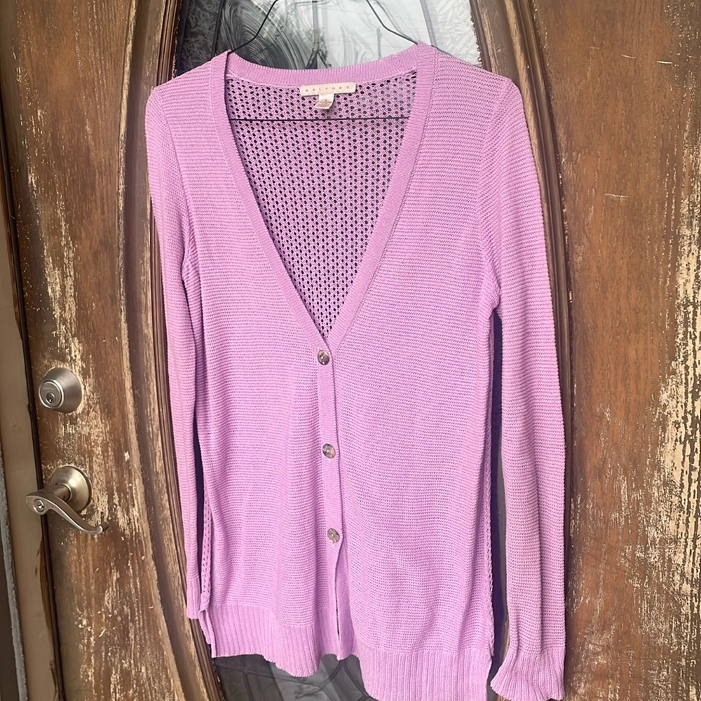 BELFORD LILAC CARDIGAN sweater! small